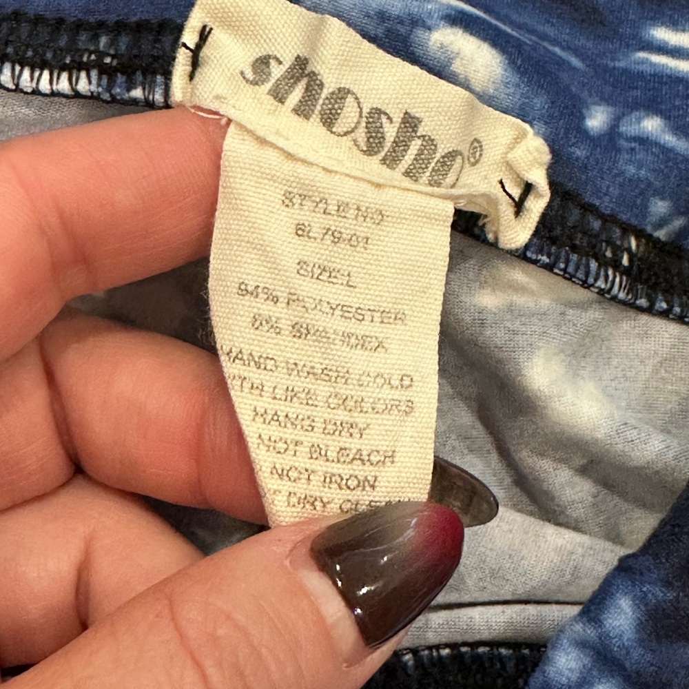 Shosho Navy and White Tie Dye Athletic Yoga Leggings Large - Picture 4 of 4